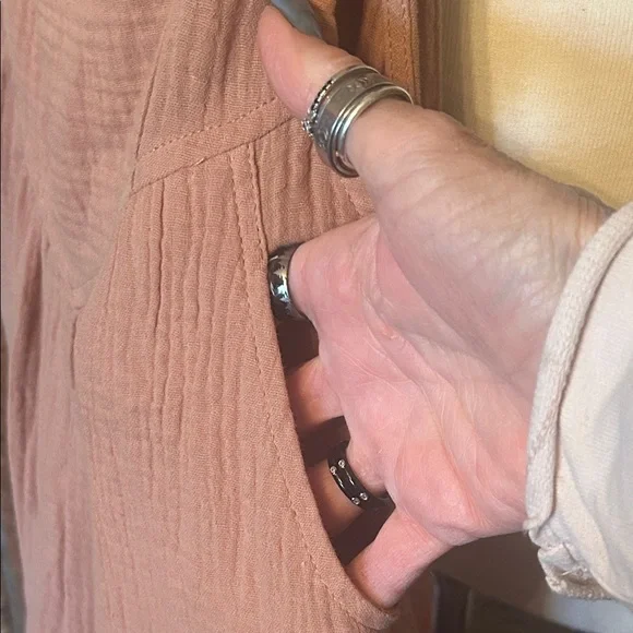 Heyson Mauve Pink/Tan Linen-Texture Overalls - Picture 6 of 13